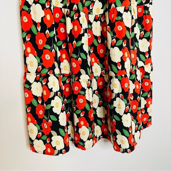 Jodifl Dark Floral Ruffle Sleeve Tiered Dress. Size Large. - Picture 7 of 12